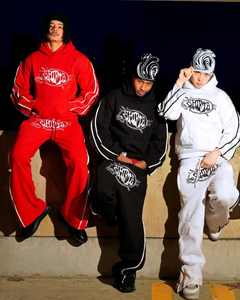 ชุดจ๊อกกิ้งมีฮู้ดและกางเกงขาบานแบบมีซิปปักโลโก้ตามสั่งสำหรับฤดูหนาว - Product Image 1