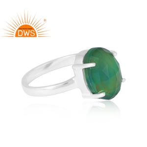 Anillo de piedras preciosas de ópalo verde Aurora Natural de Plata de Ley 925, joyería personalizada para mujer, regalo para ella - Product Image 4