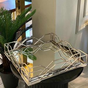 Bandeja de Metal para Servir Comida Segura para Cena Almuerzo Mesa de Comedor Decoración Bandeja de Acero Inoxidable Vajilla Uso Hogar Cocina - Product Image 6