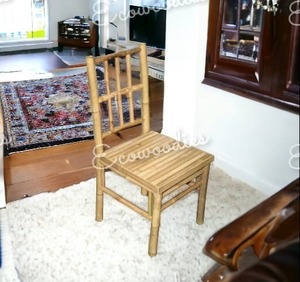 Meubles en bambou fabriqués à la main de style simple chaise sans bras d'extérieur et de salon avec dossier portable - Product Image 5