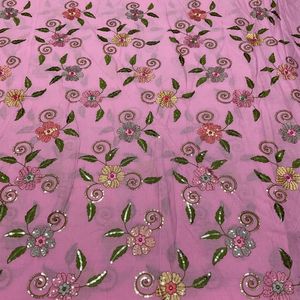 Tissu de broderie en coton Cambric 44 largeur de qualité supérieure pour les déguisements de filles et le matériel Lehenga approvisionnement en gros - Product Image 5