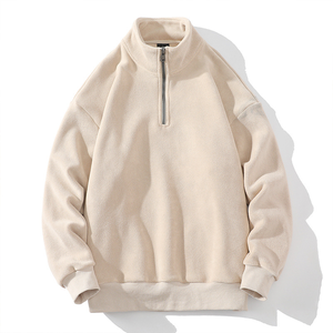 <b>Men's</b> <b>Quarter</b> <b>Zip</b> Sweatshirt Classic Design Soft 100% Cotton Fabric for Casual Athletic Wear Winter Embroidery Tack Twill Logo - Product Image 1