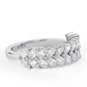 Bague de fiançailles fantaisie coupe marquise pour femme, bague de mariage en or blanc, bague empilable - Product Image 4