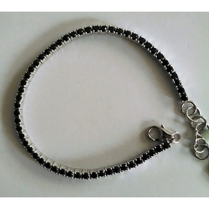 Bracelet tennis Shah Gems pour femme en spinelle noire naturelle, bijoux de mode en argent sterling 925 - Product Image 1