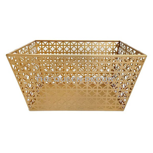 Diseño de lujo hecho a mano chapado en oro Mesa cocina cesta de almacenamiento de frutas recién llegado cesta de trabajo de corte de Metal de gran tamaño - Product Image 1