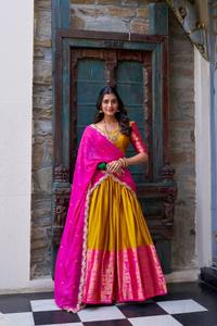 ชุดเดรสผ้าไหม chaniya choli อินเดียดั้งเดิมชุดเดรส navratri สำหรับ navratri สวม Garba lehenga flared จัดส่งฟรี - Product Image 2