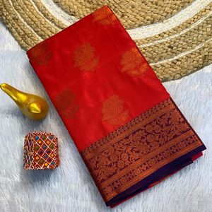 Saree indien en soie douce de créateur de Style Banarsi avec chemisier fantaisie vêtements de fête de mariée exclusifs vêtements de sari ethniques pour femmes les plus vendus - Product Image 1