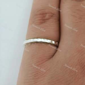 925 Sterling Silver Hammered <b>Ring</b> Dainty Simple Stackable <b>Ring</b> 2.0 mm Width 18K Plating Perfect Gift for Her - Product Image 3