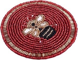Verre perlé décoratif fait à la main en gros usine personnalisé perlé conception sous-verre de l'Inde fait à la main mariage et fêtes - Product Image 1