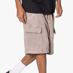 กางเกงขาสั้นผ้าฝ้ายสไตล์ฮิปฮอปสำหรับผู้ชายกางเกงขาสั้นทรงคาร์โก้พร้อมกระเป๋าสินค้าผ้าขนแกะ100% ระบายอากาศได้ดีผลิตตามสั่ง - Product Image 6