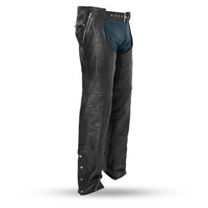 Chaps de cuero de la motocicleta para los hombres del motorista de primera calidad totalmente forrado de protección Chaps de cuero de la motocicleta - Product Image 3