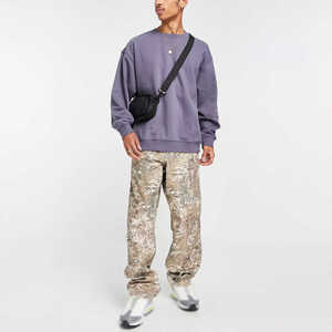 Sweat-shirt en molleton tricoté pour homme, couleur unie, logo personnalisé, style hip-hop, effet délavé, polyester/coton, toutes tailles disponibles - Product Image 2