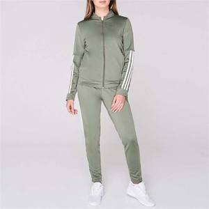 Personalizado desgastado bordado recortado Streetwear de alta calidad Zip up dos piezas pantalones de chándal y Sudadera con capucha conjunto Joggers mujeres chándales - Product Image 4