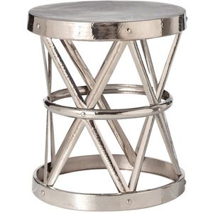 การออกแบบล่าสุดโต๊ะกลางด้านข้างรูปทรงดัมรุทรงกลมพร้อมเฟอร์นิเจอร์เหล็กด้านข้างและกลางโต๊ะตกแต่งโบราณสีน้ําตาลตอกค้อนและสีน้ําตาล - Product Image 5