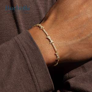 Hip Hop 6mm VVS Moissanite Iced Thron Bracelet <b>for</b> <b>Men</b> 14k White Gold 925 Sterling Silver Moissanite Bracelets <b>Bangles</b> - Product Image 2