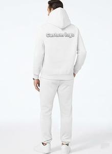 Nouvel ensemble deux pièces grande taille écologique coupe-vent avec capuche et cordon de serrage, pantalon et sweat-shirt à carreaux ou couleur unie, 100 % coton, vêtements de sport - Product Image 4