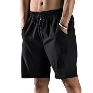 2024 Summer Men's Elastic Drawstring Joggers Shorts Loose Fitness Breathable Sports <b>Pants</b> 5 Piece Solid Color Plain Dyed Casual - Product Image 4
