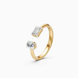 Anillo delicado de banda abierta con diamantes cultivados en laboratorio para mujer, 0.66 ct, en oro amarillo, blanco y rosa de 9 quilates - Product Image 2