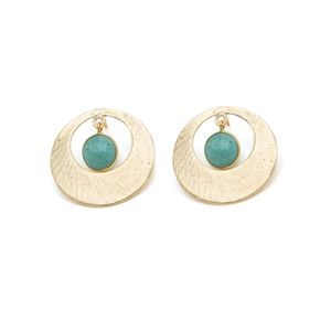 Boucles d'oreilles pendantes en amazonite tendance DUA faites à la main |   Bijoux de mariage pour femmes en alliage de cuivre plaqué or 18 carats |   Fabriqué en Inde - Product Image 1