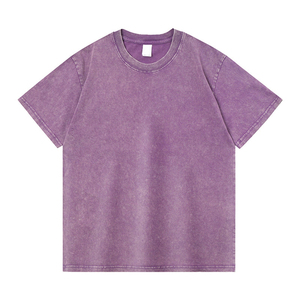 Logotipo personalizado de lujo Heavyweight 300 Gsm Acid Wash Street-Wear Fabricante Drop Shoulder Boxy Recortada Vintage Camiseta para hombres - Product Image 2