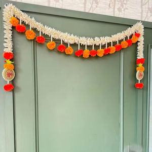 Toran floral de jazmín para Eid Onam Pongal Ganesh Chaturthi flor de caléndula festiva Bandarwal decoración del hogar puerta cenefa colgante de pared - Product Image 5