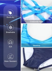 Maillots de bain une pièce à imprimé de blocs de couleurs pour femmes - Product Image 4