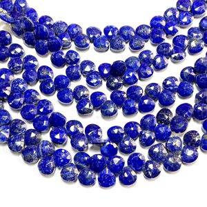 Lapiz Lazuli perles de briolette en forme de coeur à facettes, perles de pierres précieuses calibrées 7MM, fournitures de perles en gros - Product Image 3