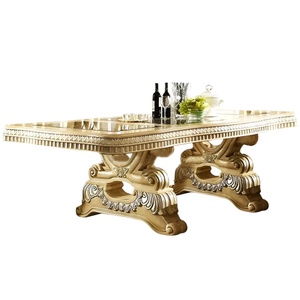 Juego de mesa de comedor moderno de lujo europeo de mediados de siglo, hecho a mano, caoba, elegantes tallas doradas, interiores reales, uso en Hotel, 9 piezas - Product Image 4