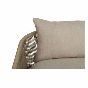 Contemporary Teak <b>Wood</b> Two Seater <b>Sofa</b> with Rope Side Panel and Deep Cushion for Patio, Terrace, and Resort Space - Product Image 6