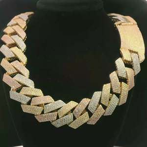 Cadena tricolor ITTALLO EDGE cubana hueca de 14K exclusiva al por mayor popular con collar con cierre de langosta seguro para hombres cubanos - Product Image 6