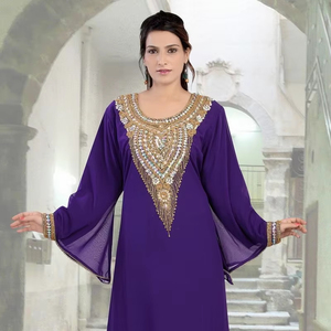 Kaftan islámico marroquí moderno para mujer Vestido de playa largo hasta el suelo con mangas largas transpirables ODM Supply - Product Image 1