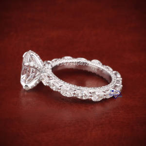 แหวนหมั้นเพชรโมอิสสีทองขาวบริสุทธิ์สำหรับผู้หญิง14KT ความใสระดับสุดยอด - Product Image 5