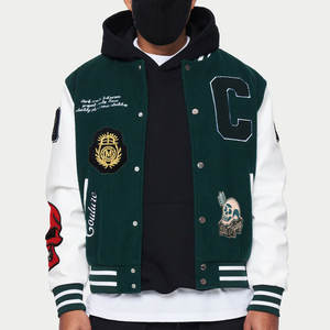 แจ็คเก็ตบอมเบอร์กันน้ำระบายอากาศสำหรับผู้ชาย แขนบาง ปักลายเชนิลล์ ผลิตตามสั่ง ขายส่ง - Product Image 1