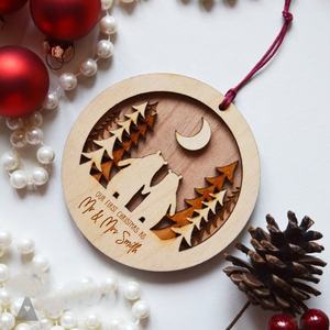 Ours de Noël religieux personnalisé, plateau en bois découpé au laser pour couple, table décorative en contreplaqué, boîtes en bois artisanales, enseignes murales - Product Image 2