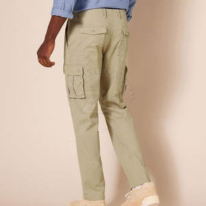 Pantalon cargo décontracté pour homme, léger, lavé, à la marque privée, couleur unie, multi-poches, 100% coton, respirant - Product Image 2