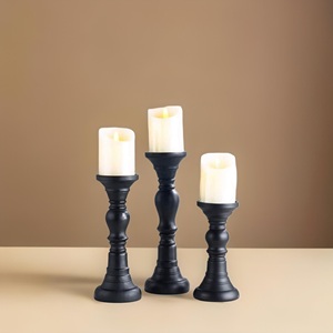Juego de 3 candelabros de madera hechos a mano más vendidos para centro de mesa Portavelas de madera a precio de fábrica - Product Image 2