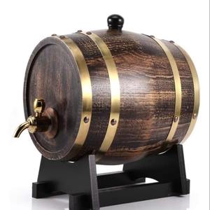 Distributeur de tonneau de whisky en bois de chêne 3L avec support, seau en bois de vin et de brandy avec robinet. - Product Image 1