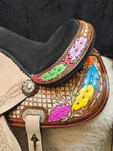 Selles en cuir véritable de haute qualité de 10 à 16 pouces confortables pour chevaux Western Trail - Product Image 4