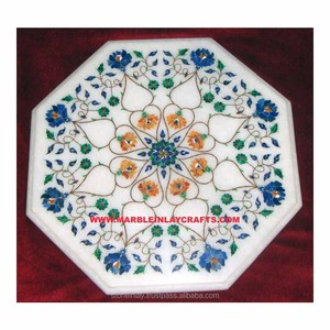 Plateau de Table à café et à thé de style indien, avec incrustation de marbre - Product Image 1