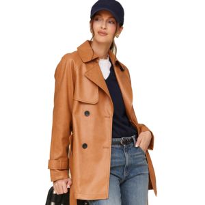 เสื้อโค้ทเทรนช์โค้ทหนังแท้สำหรับผู้หญิงเสื้อโค้ทสำหรับเดินใส่สบายๆเข็มขัดยาวปานกลางระบายอากาศได้ดี - Product Image 1