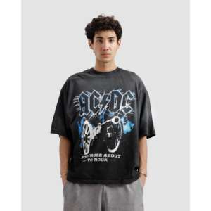 เสื้อยืดลายอนิเมะ ACDC ผ้าคอตตอนเจอร์ซีย์ 100% เนื้อหนา ซักแล้วสีซีดแบบวินเทจ ตัดเย็บแบบซิลค์สกรีนและพิมพ์ด้วยระบบ DTG - Product Image 4