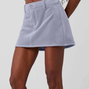 Mini jupe en velours côtelé-Jupe taille haute à la mode avec fermeture à bouton, parfaite pour les vêtements décontractés et la mode Streetwear - Product Image 2