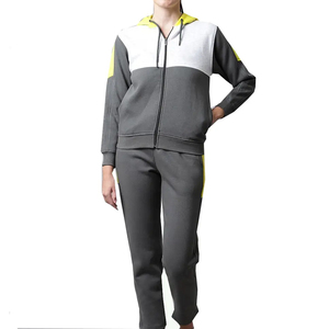 Women's Solid Fleece Streetwear Tracksuit Hooded Full Sleeve Sporty <b>2</b> <b>Piece</b> <b>Set</b> Gray <b>White</b> Yellow Breathable Quick Dry 100% - Product Image 1