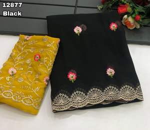 Design moderne Meilleure qualité Belle Georgette avec multi broderie florale Design Work Indien Exportateur et fournisseur - Product Image 3