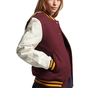 Chaqueta de béisbol para mujer, chaqueta universitaria para mujer con manga larga, chaqueta con letras bordadas de lana y poliéster de primera calidad para mujer - Product Image 3