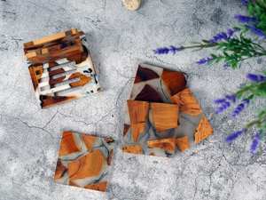 Eco-Friendly Wooden Resin <b>Coasters</b>, Handmade Stone <b>Drink</b> <b>Coasters</b> Perfect for B2B Bulk Orders and International Retailers - Product Image 4