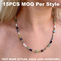 Collier de 15 perles de tourmaline naturelle rétro inspiré des créateurs, avec perles de culture d'eau douce baroques, bijoux de luxe pour cadeau