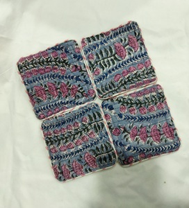 Dessous de verre à thé matelassé en coton en tissu imprimé bloc durable et durable avec bord passepoil, marmites à boissons chaudes, tapis, accessoires de table - Product Image 5