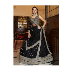 Luxueux Faux Georgette Lehenga Choli Set avec de lourdes paillettes et du fil pour des occasions spéciales d'Inde - Product Image 1