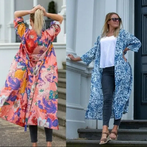 Vêtements de plage d'été pour femmes, pyjamas 100% coton satiné à motifs floraux, doux et respirant, séchage rapide - Product Image 2
